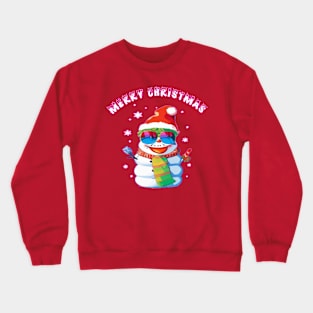 cute snowman wishing merry Christmas Crewneck Sweatshirt